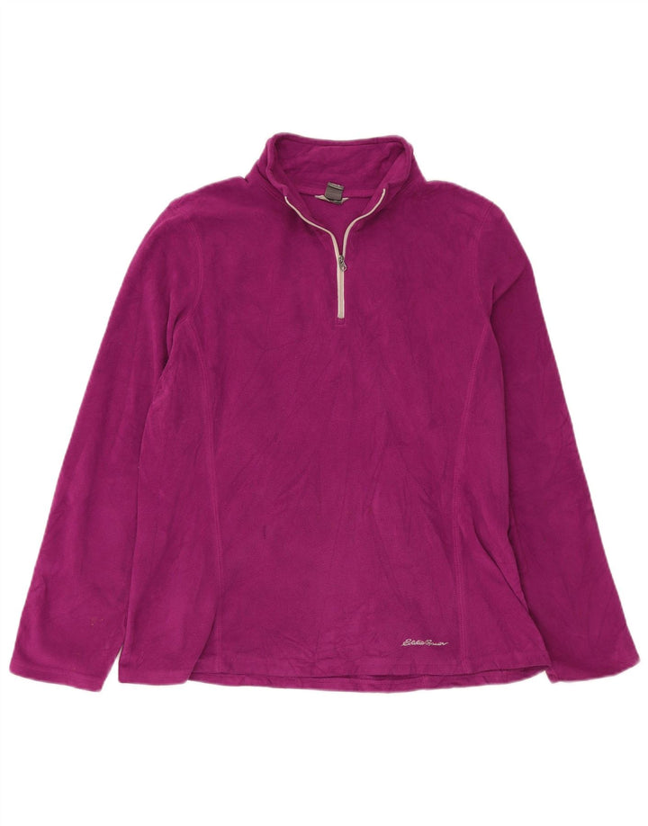 EDDIE BAUER Jersey polar con cuello y cremallera para mujer UK 46 Poliéster morado grande
