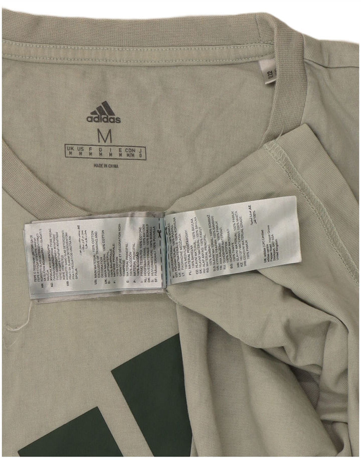 Adidas Hombre Camiseta Gráfica Top Medium Khaki Algodón