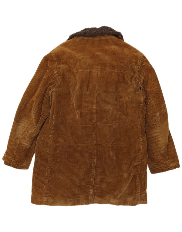 Vintage hombres doble pecho pana abrigo IT 52 XL Beige