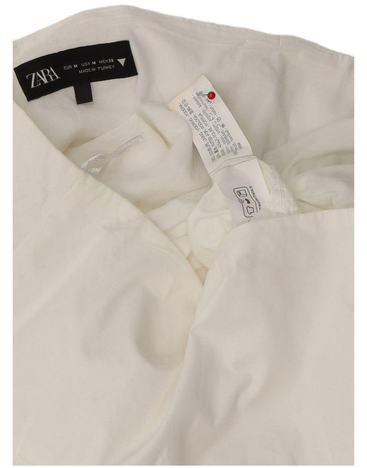 Zara Mujer Mini Falda Volantes Mediana W30 Blanco Algodón