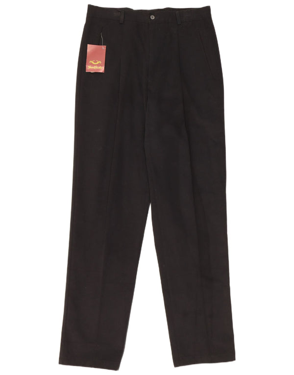 Vintage hombres pegados pantalones chinos IT 50 grande W32 L34 algodón negro