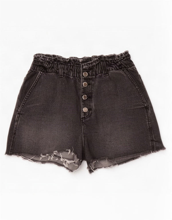Zara Pantalones cortos vaqueros de cintura alta para mujer EU 38 Small W28 Algodón gris