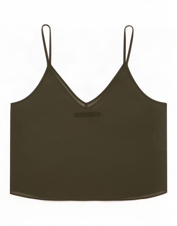 Zara Top corto transparente para mujer UK 12 Medium Khaki