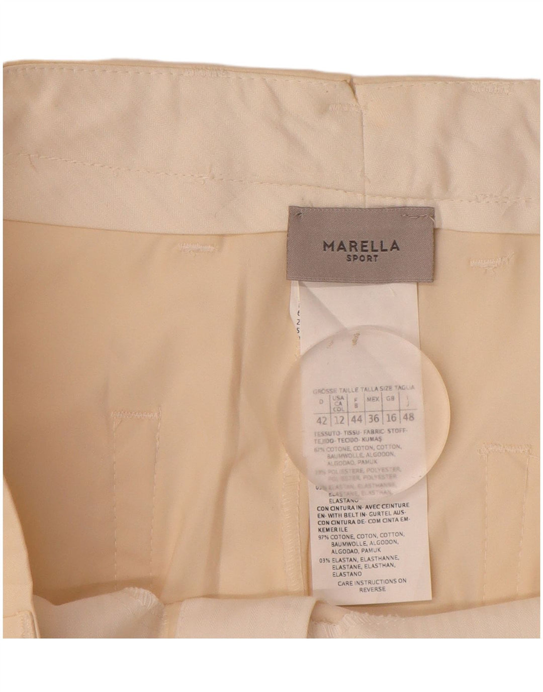 Marella Pantalones cortos chinos para mujer UK 16 Large W34 Algodón beige