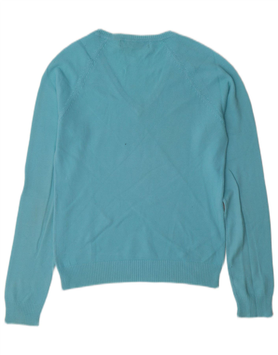 Zara - Jersey con cuello en V para mujer, talla 40, algodón azul medio