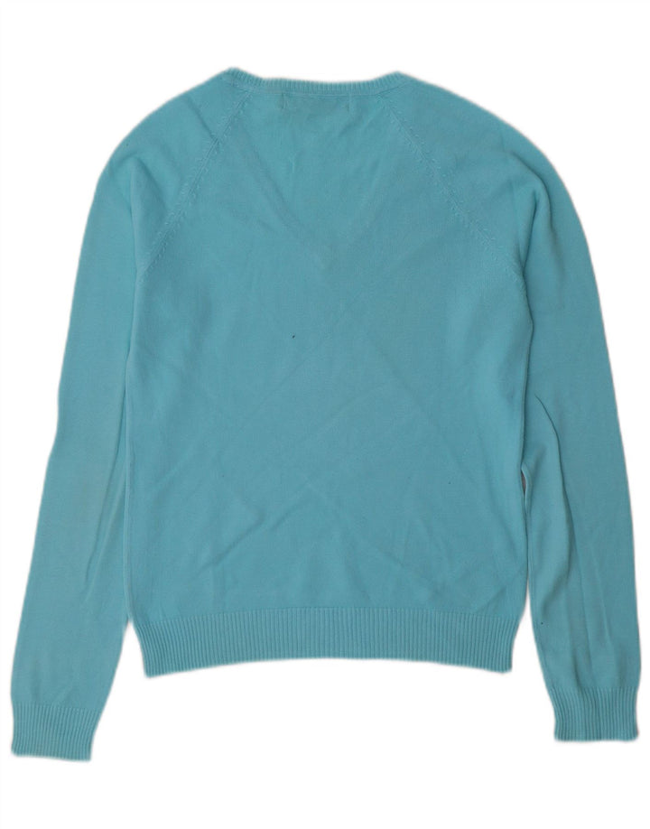 Zara - Jersey con cuello en V para mujer, talla 40, algodón azul medio