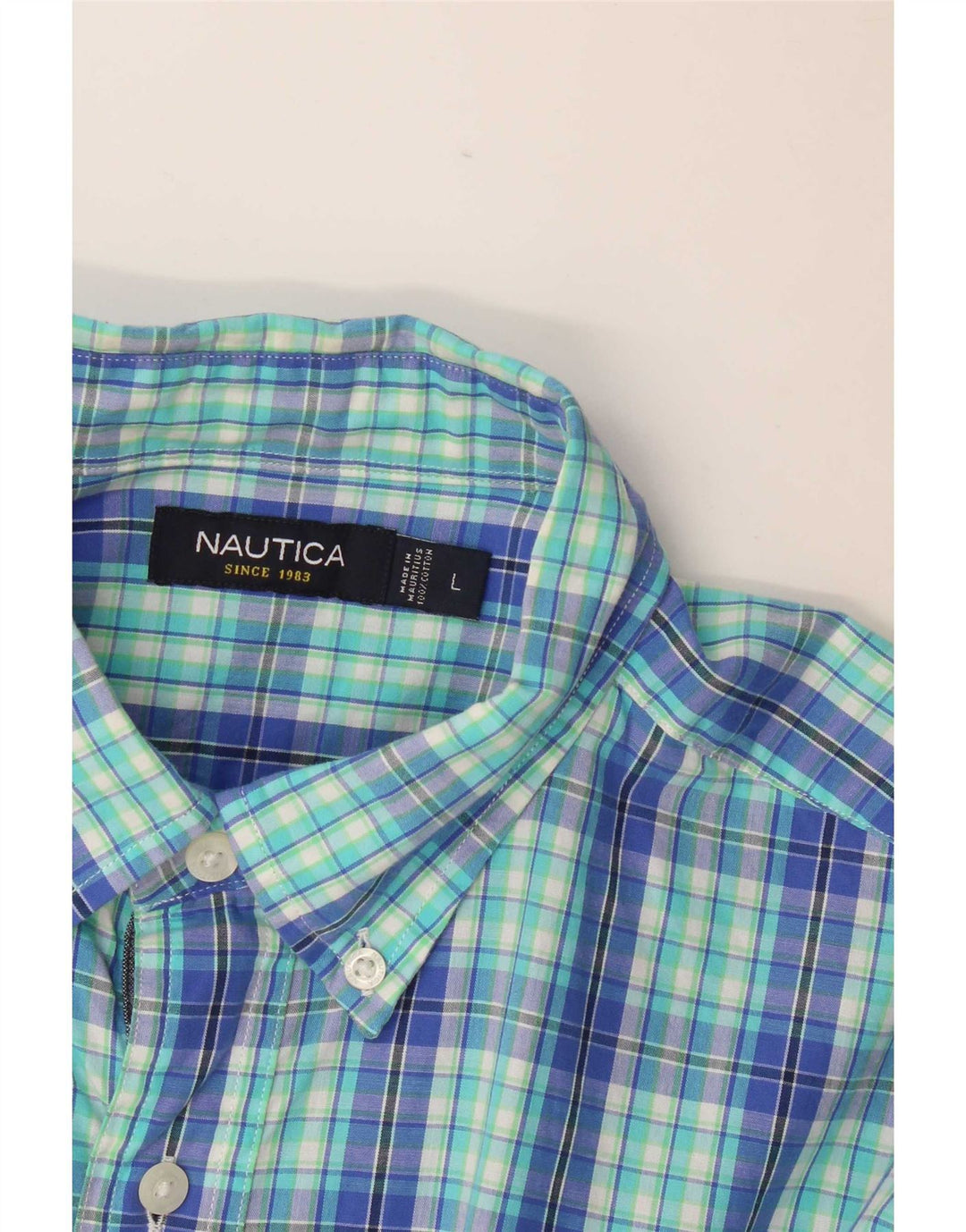 Camisa Nautica Hombre Grande Azul Cuadros Algodón