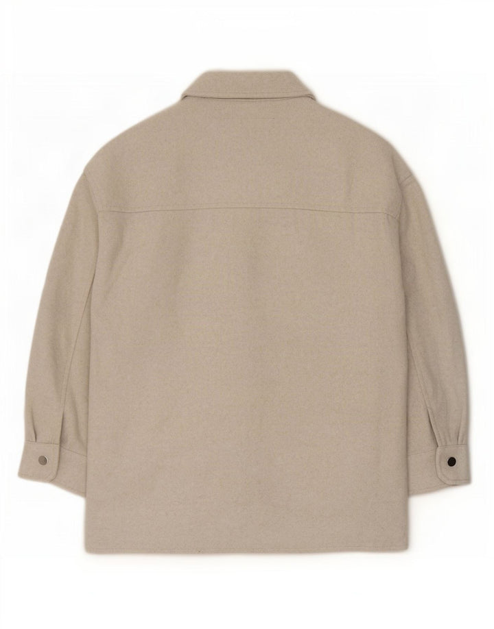 Zara Mujer Camisa Sobrecamisa Franela UK 8 XS Beige Poliéster