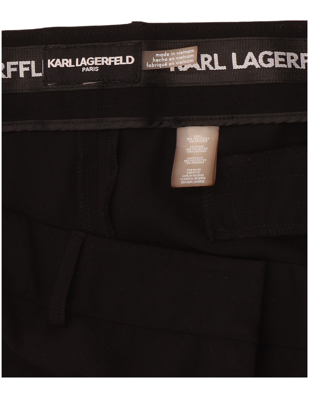 KARL LAGERFELD Pantalones Casuales Rectos Mujer W36 L28 Poliéster Negro