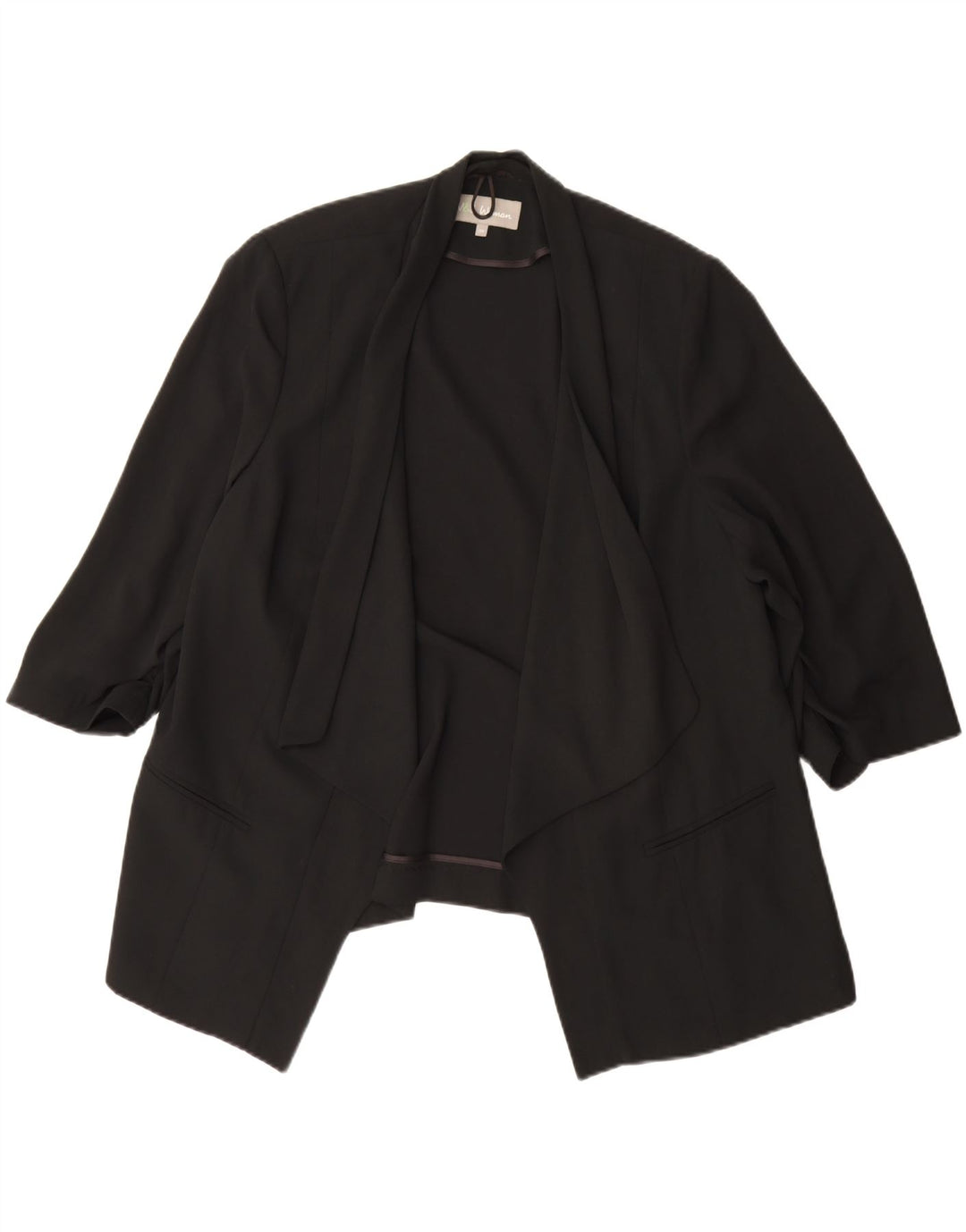Marks & Spencer Chaqueta Americana Abierta de Manga 3/4 para Mujer UK 20 2XL Negro