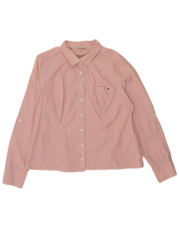 Camisa Guess Mujer UK 18 XL Rosa Pinstripe