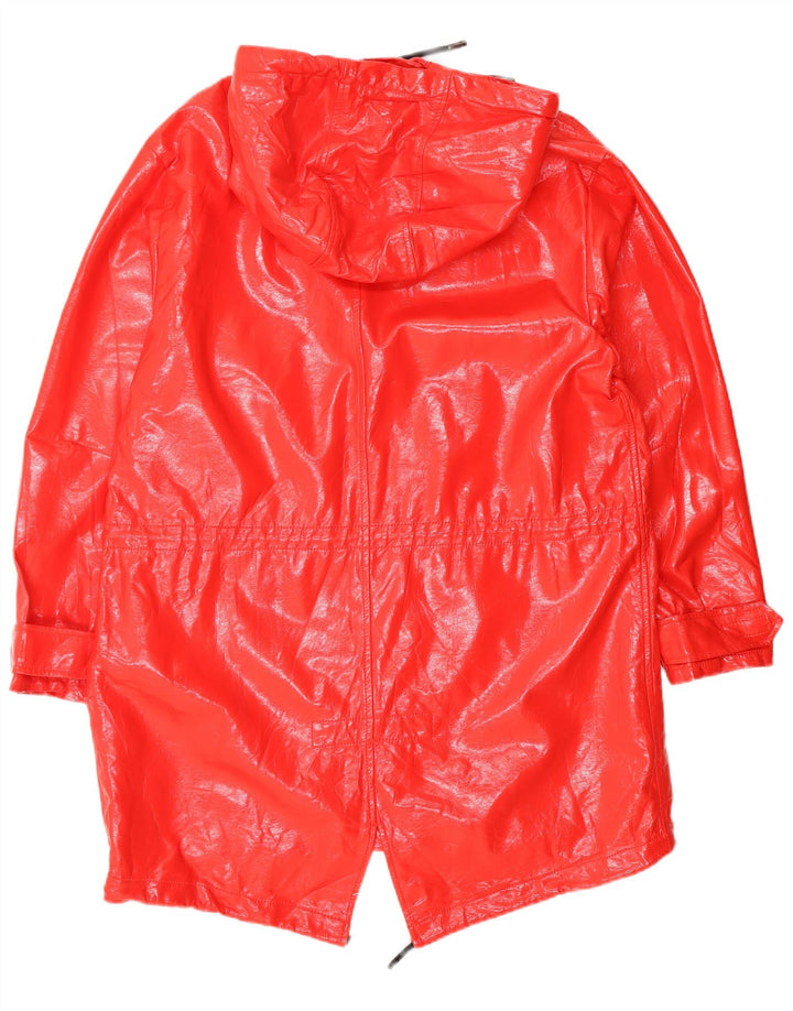 Zara Mujer Chaqueta Lluvia Con Capucha UK 10 Small Polietileno Rojo