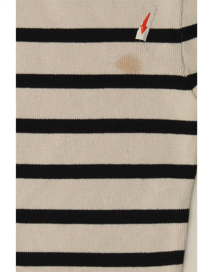 Zara Mujer Crop Top UK 8 Small Viscosa De Rayas Blancas