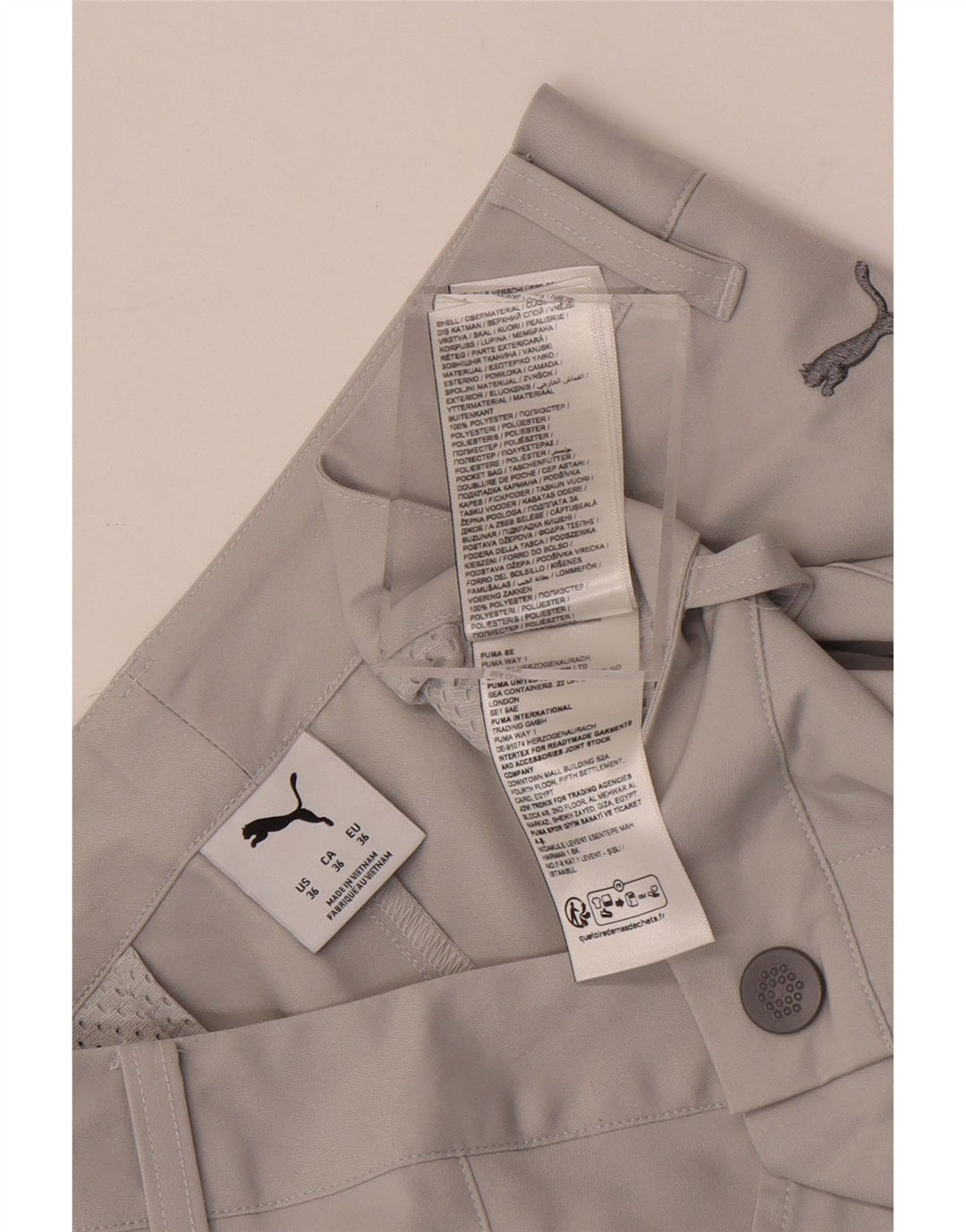 PUMA Pantalones cortos chinos para hombre W36 Poliéster gris grande