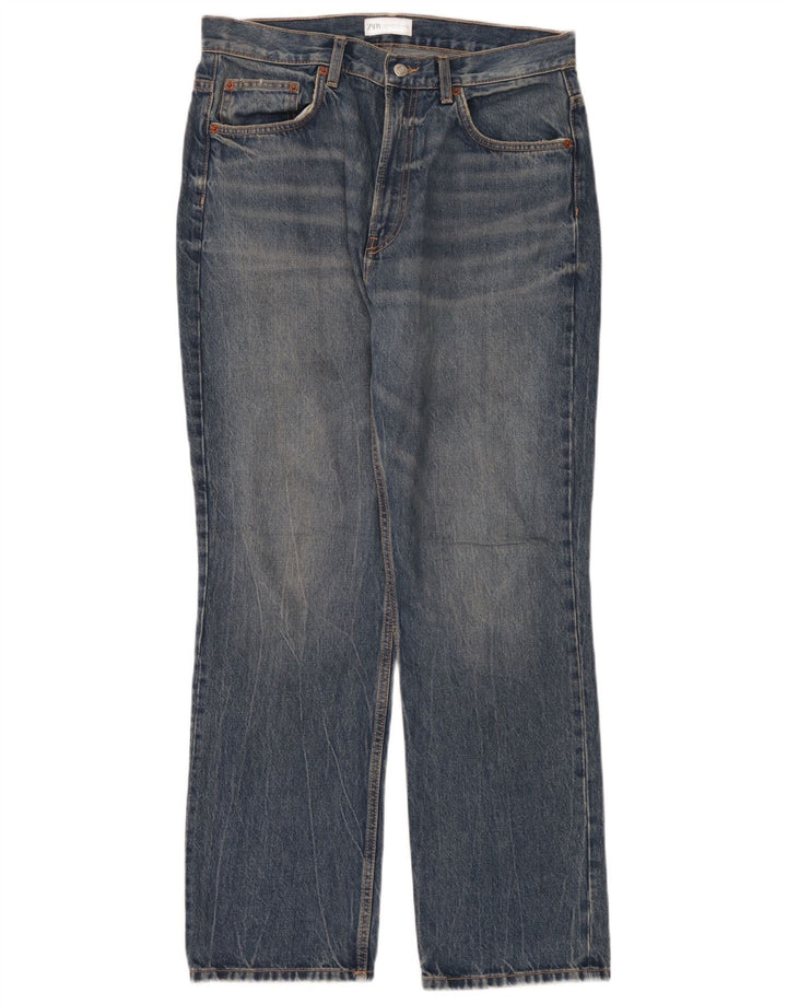 Zara Vaqueros Rectos Mujer EU 44 XL W34 L32 Azul