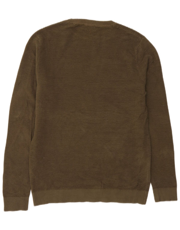 Jack & Jones Mens Crew Neck Jumper Sweater Medium Khaki Cotton