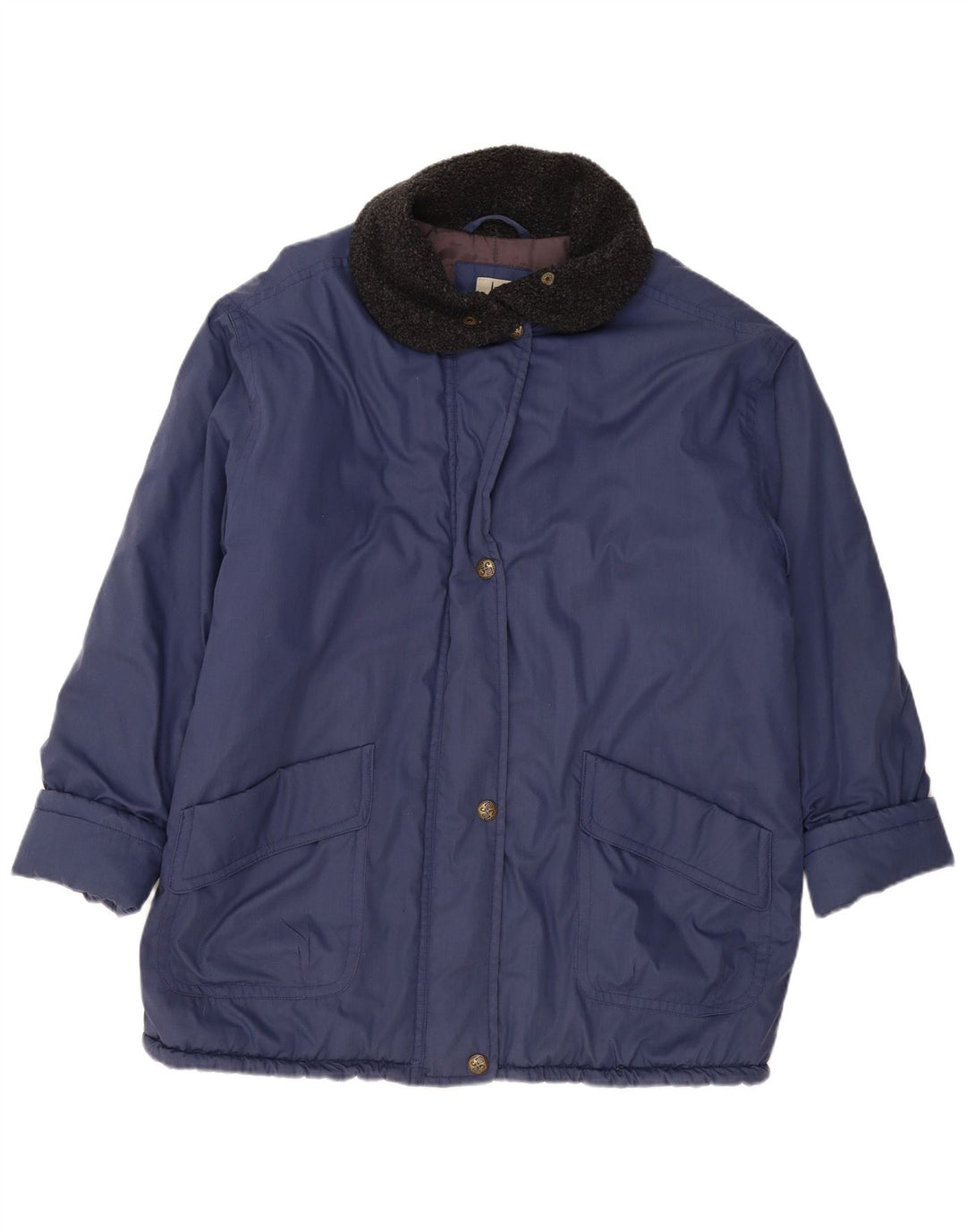 VINTAGE Chaqueta cortavientos para mujer Reino Unido 20 2XL Poliéster azul marino