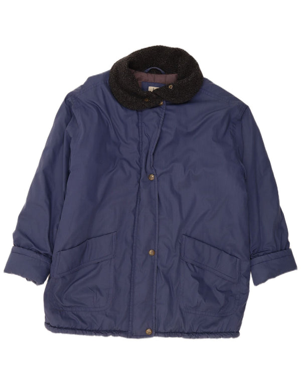 VINTAGE Chaqueta cortavientos para mujer Reino Unido 20 2XL Poliéster azul marino