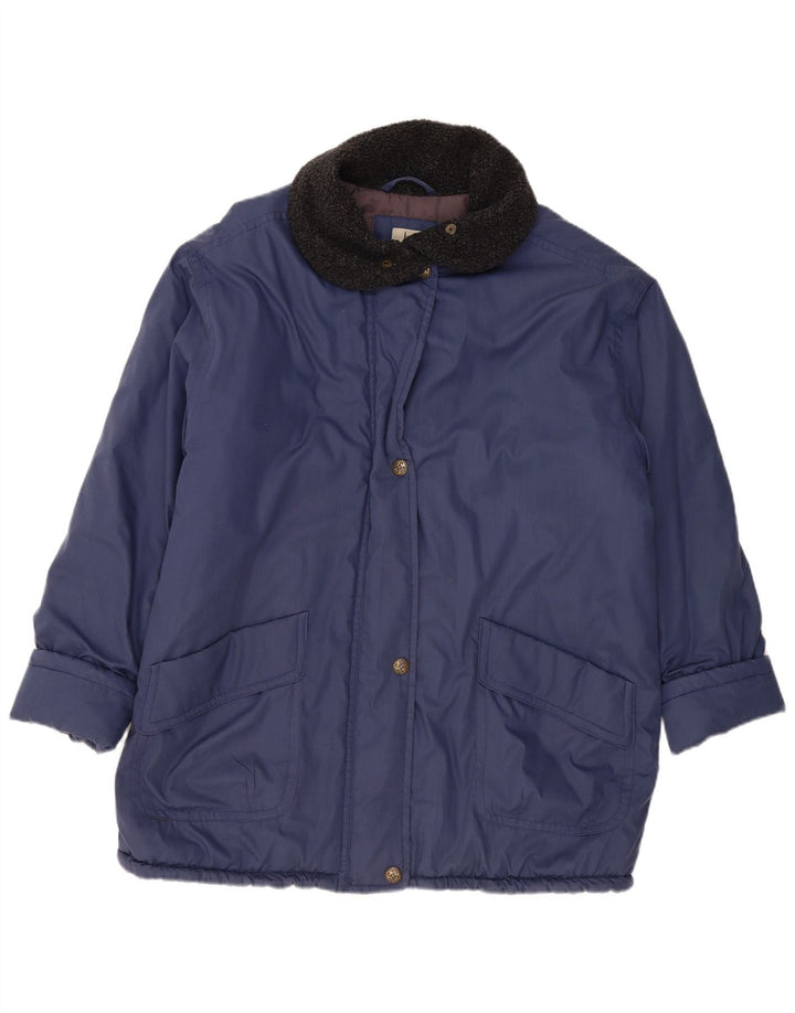 VINTAGE Chaqueta cortavientos para mujer Reino Unido 20 2XL Poliéster azul marino