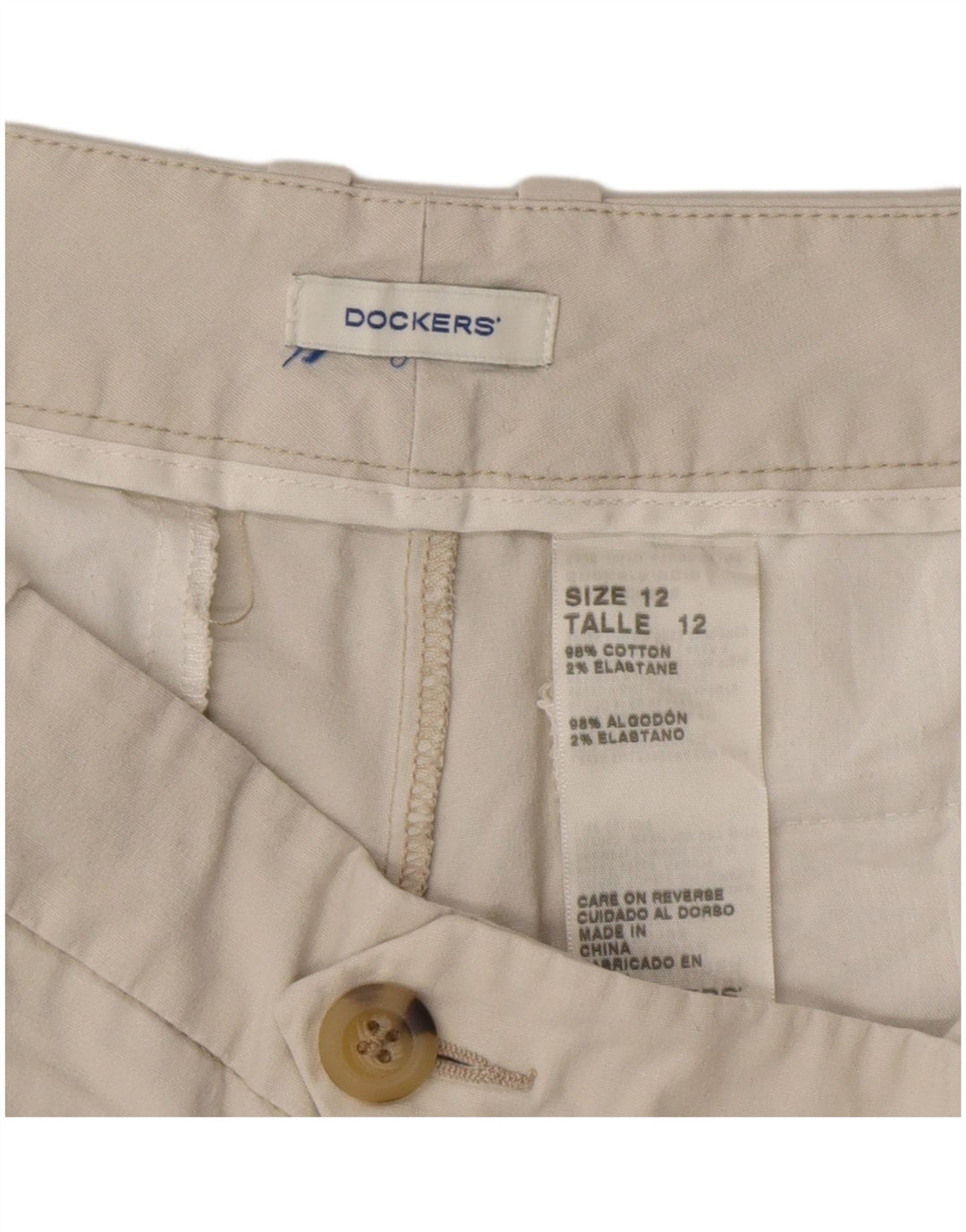 Dockers Pantalones cortos chinos para mujer US 12 grande W36 algodón beige
