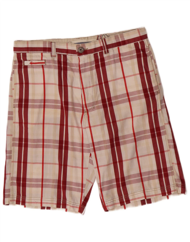 Murphy & Nye Pantalones cortos chinos para hombre W34 Algodón a cuadros rojos grandes