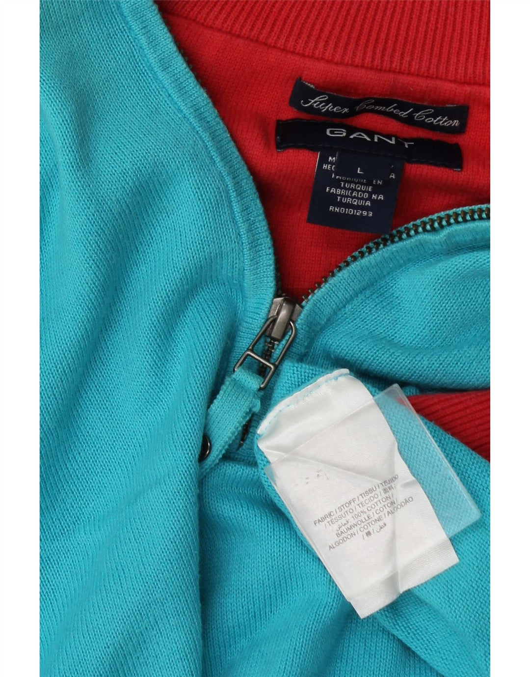 Gant Jersey De Cuello Con Cremallera Para Hombre Jersey De Algodón Azul Grande