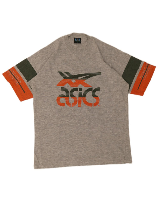 Asics Hombre Camiseta Gráfica Top Gris Medio Colorblock