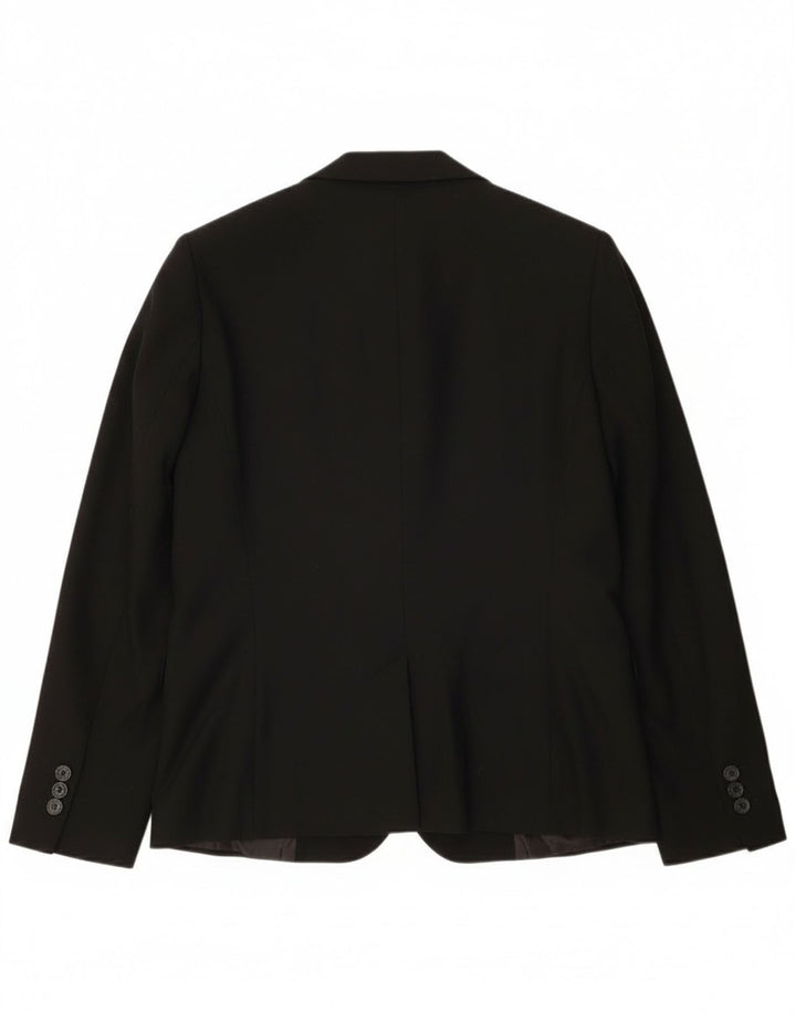 Zara Mujer Chaqueta Blazer De 1 Botón EU 38 Pequeña Poliéster Negro