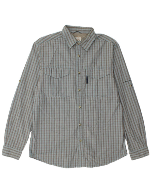 Camisa Columbia para hombre de algodón a cuadros azules grandes