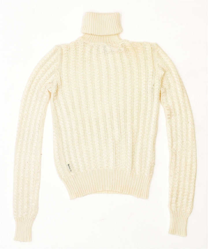 ARMANI JEANS Suéter tipo jersey con cuello vuelto para mujer EU 40 Medium Off White