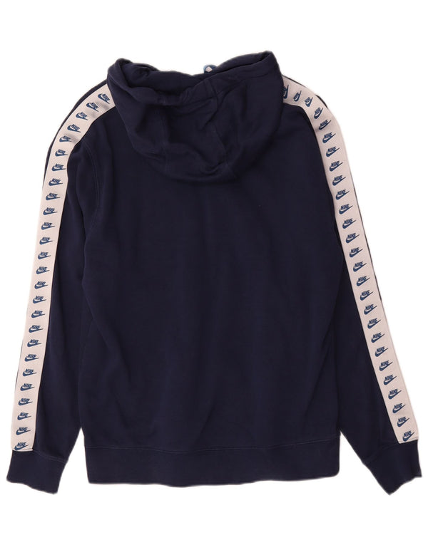 Nike Jersey con capucha gráfica para hombre, talla pequeña, algodón azul marino con bloques de color