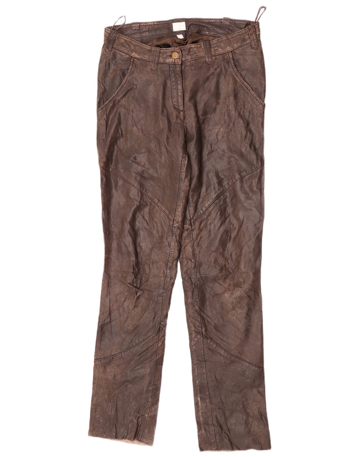 Alba Moda Pantalones de cuero delgados para mujer EU 36 Small W26 L32 Marrón