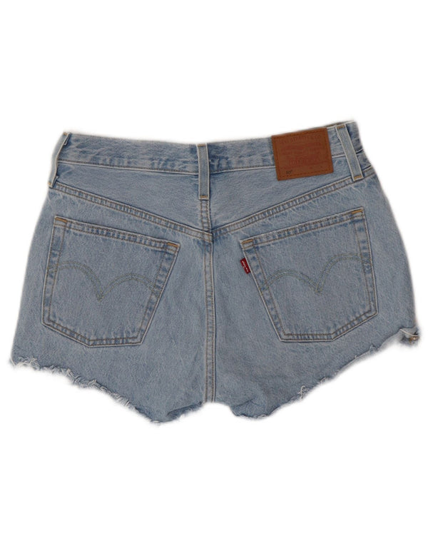 LEVI'S Pantalones cortos vaqueros de talle alto 501 para mujer W27 Algodón azul pequeño