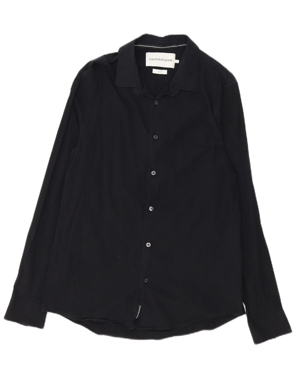Camisa Calvin Klein Jeans Hombre Slim Fit Grande Algodón Negro