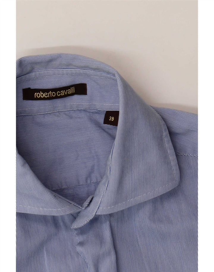 Camisa Roberto Cavalli Hombre Talla 39 Raya Azul Mediana