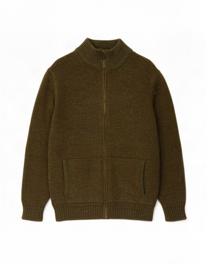 L.L.Bean Suéter tipo cárdigan para hombre de lana de cordero verde grande