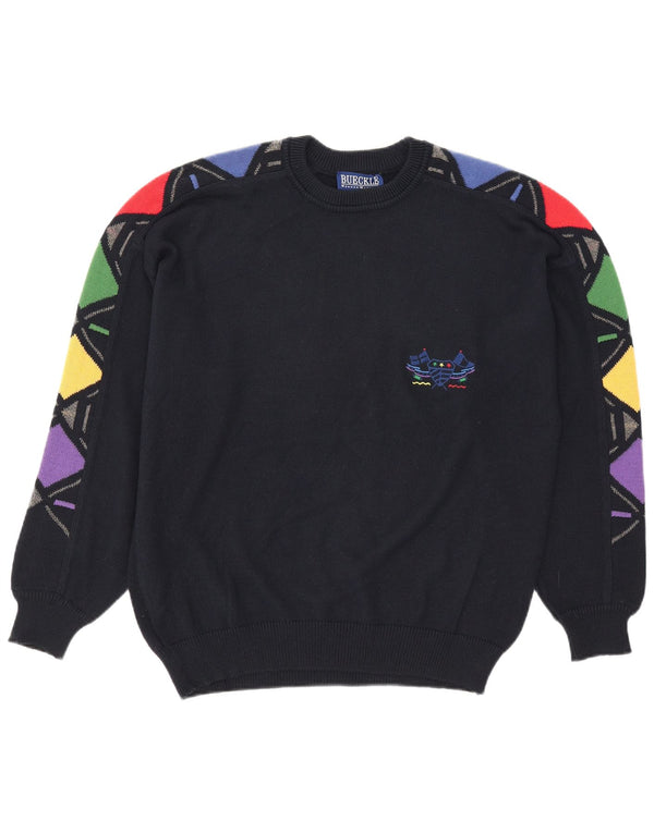 Bueckle Jersey de cuello redondo para hombre IT 48 Medium azul marino geométrico