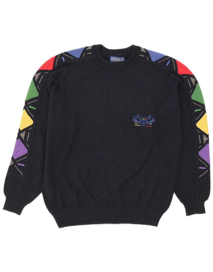Bueckle Jersey de cuello redondo para hombre IT 48 Medium azul marino geométrico