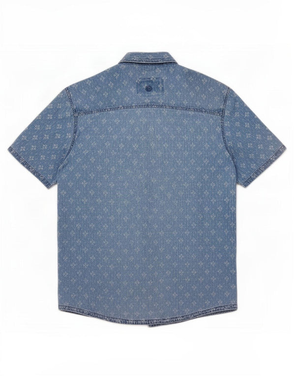 Camisa de manga corta para hombre Fat Face de algodón geométrico azul grande