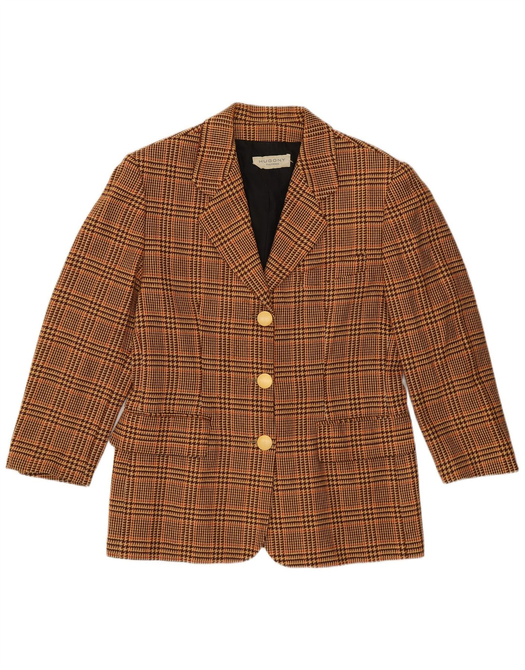 Vintage mujer 3/4 manga Blazer chaqueta IT 44 pata de gallo marrón medio