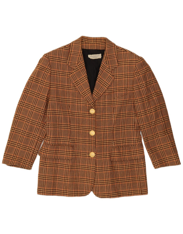 Vintage mujer 3/4 manga Blazer chaqueta IT 44 pata de gallo marrón medio