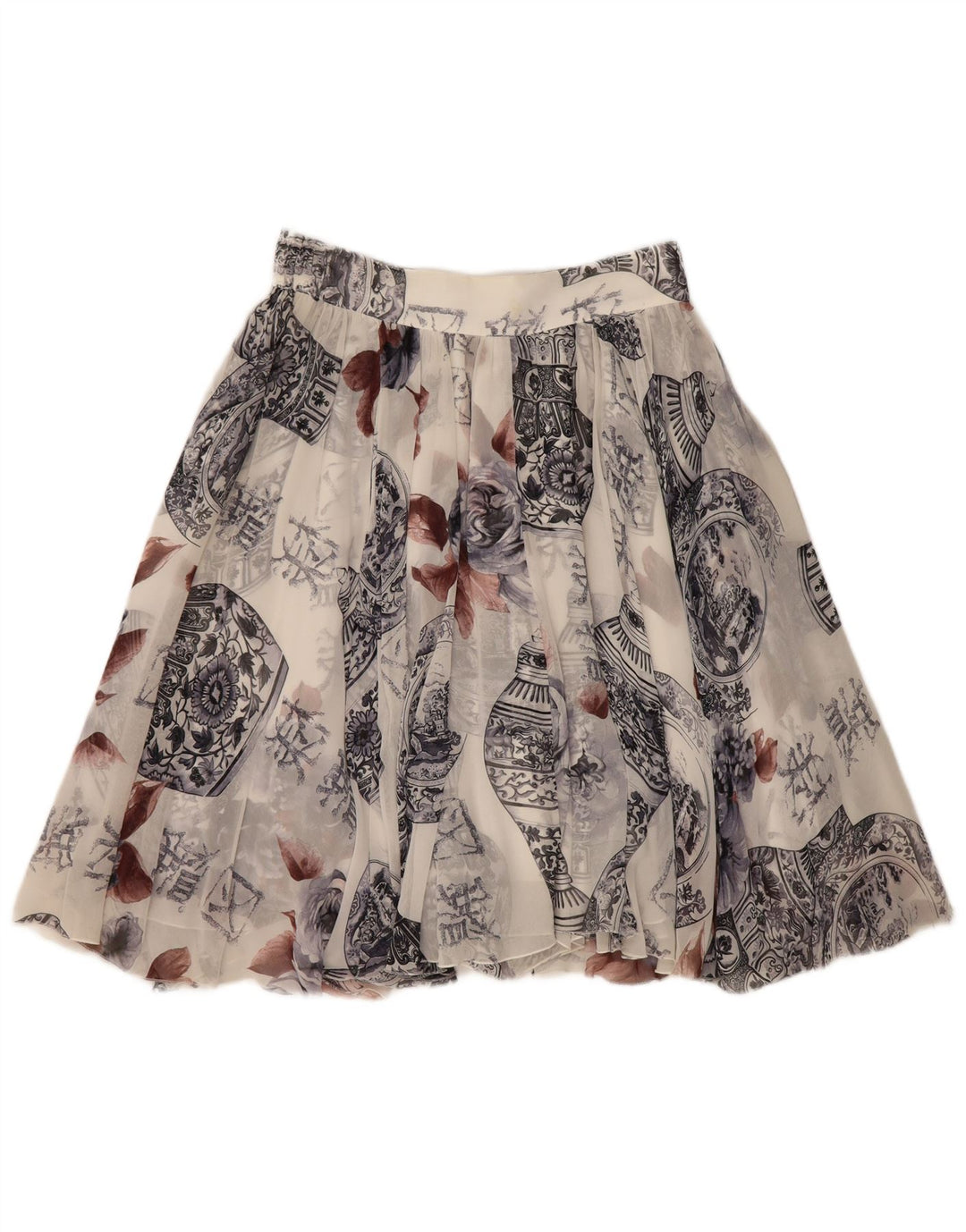 Sportmax Minifalda acampanada con estampado abstracto para mujer, talla 40, talla M, W28, color blanco