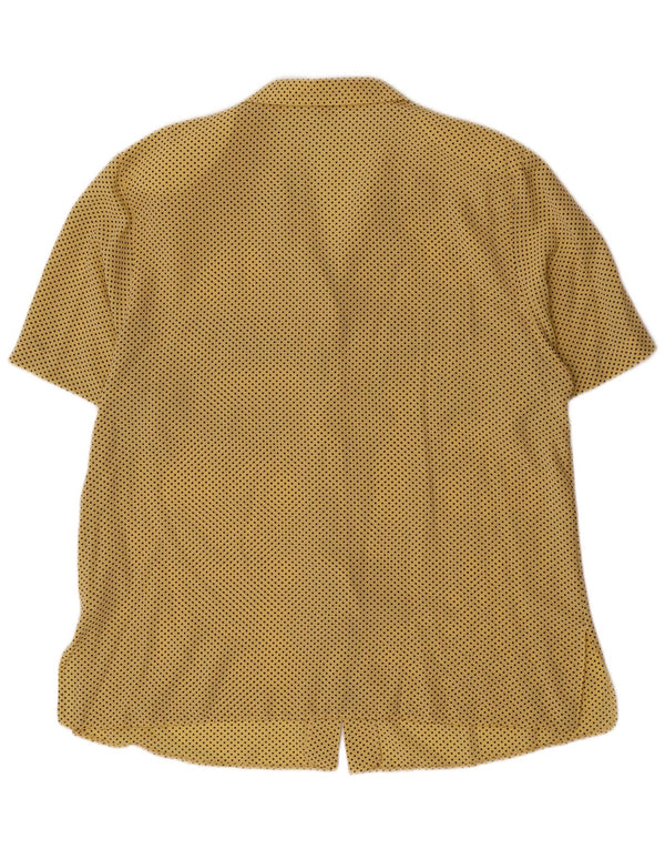 TRU Womens Short Sleeve Shirt Blouse UK 18 XL Yellow Polka Dot Polyester
