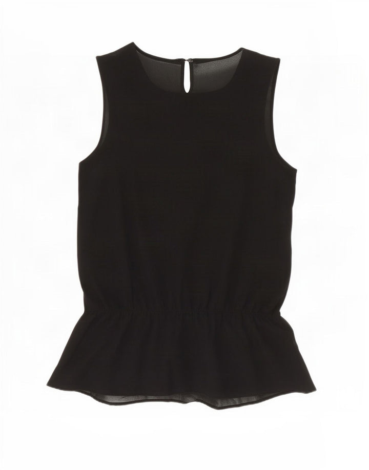 Zara Mujer Blusa Sin Mangas Top UK 6 XS Poliéster Negro