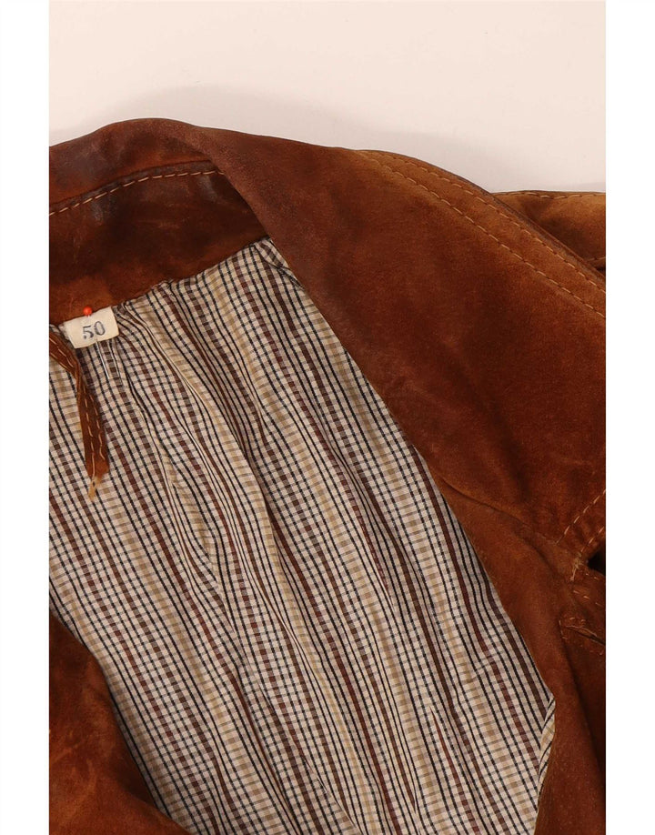Vintage hombres ante chaqueta IT 50 grande beige