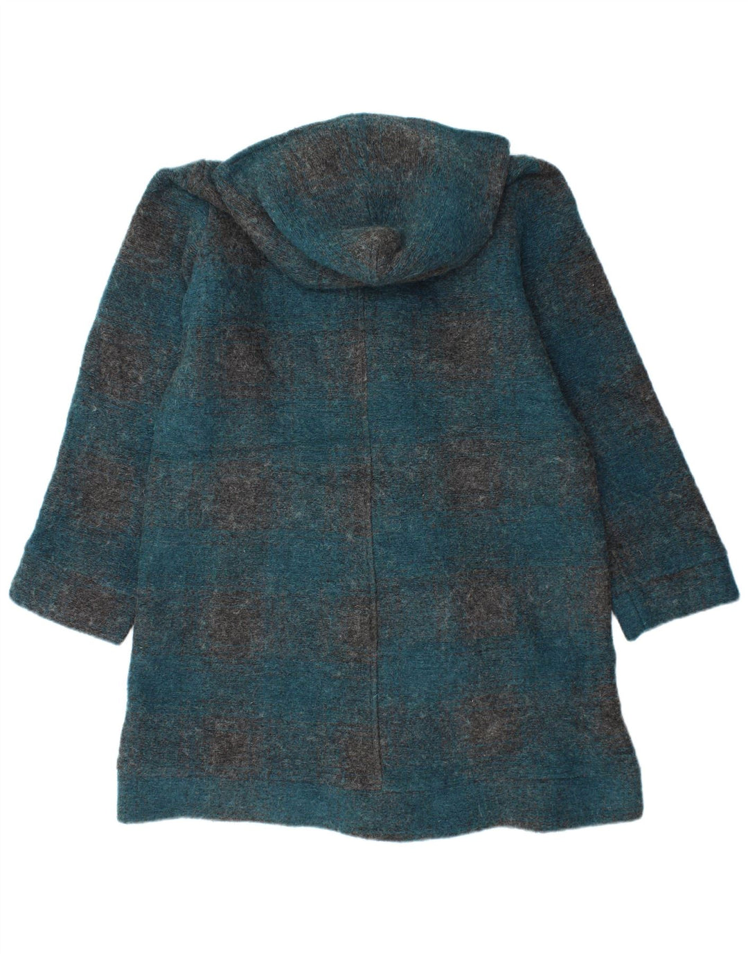 Vintage mujer con capucha Duffle abrigo Reino Unido 16 gran cheque turquesa