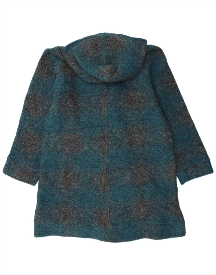 Vintage mujer con capucha Duffle abrigo Reino Unido 16 gran cheque turquesa