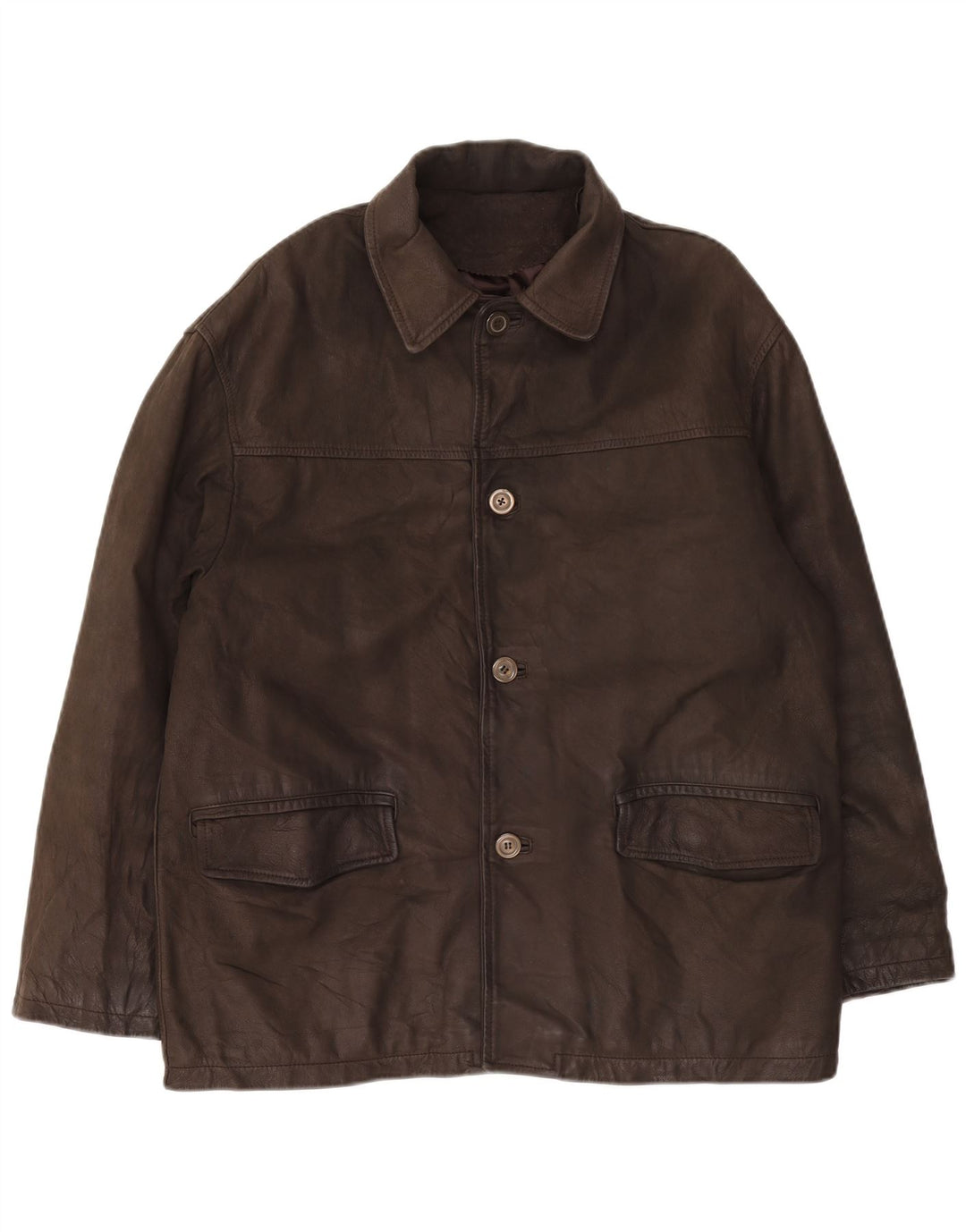 Clinton Chaqueta de cuero para hombre UK 40 Cuero marrón grande