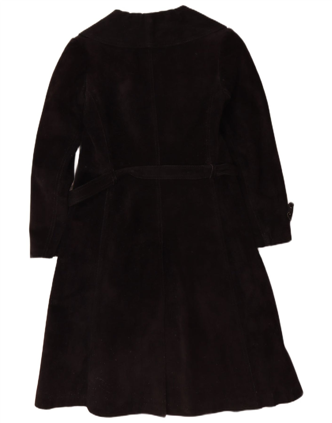 Vintage mujer shearling abrigo Reino Unido 10 pequeño cuero negro
