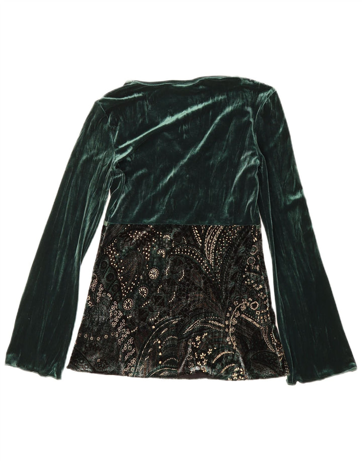 PRINCIPLES Blusa de terciopelo de manga larga para mujer Top UK 10 Small Green Floral
